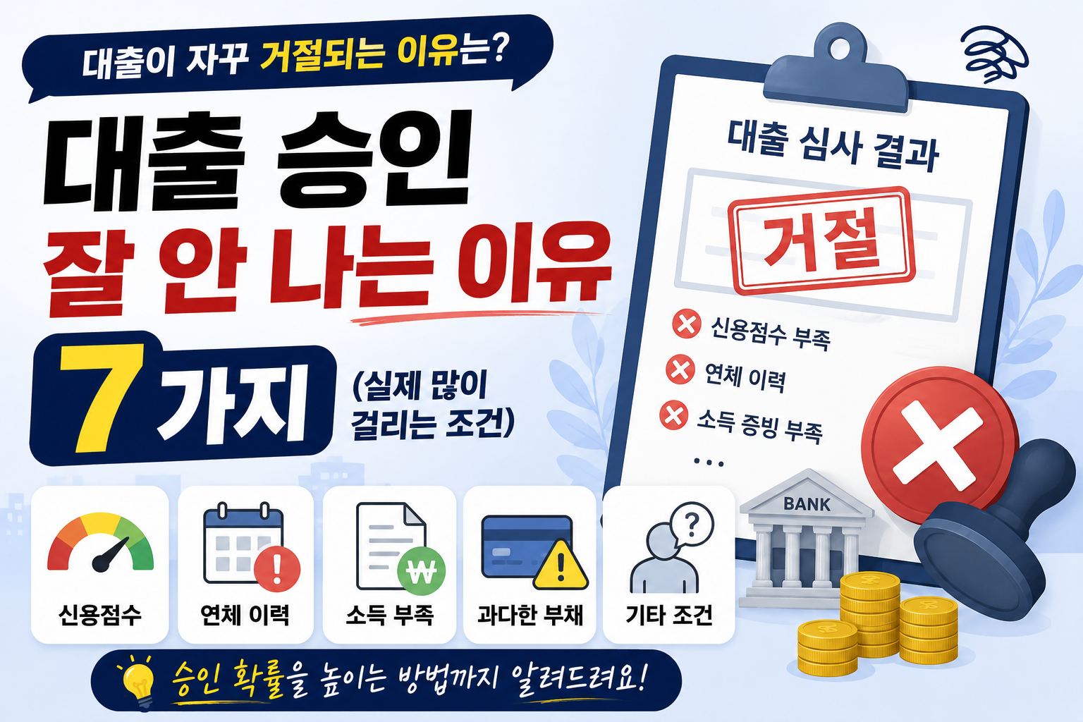 대출 승인 잘 안 나는 이유 7가지