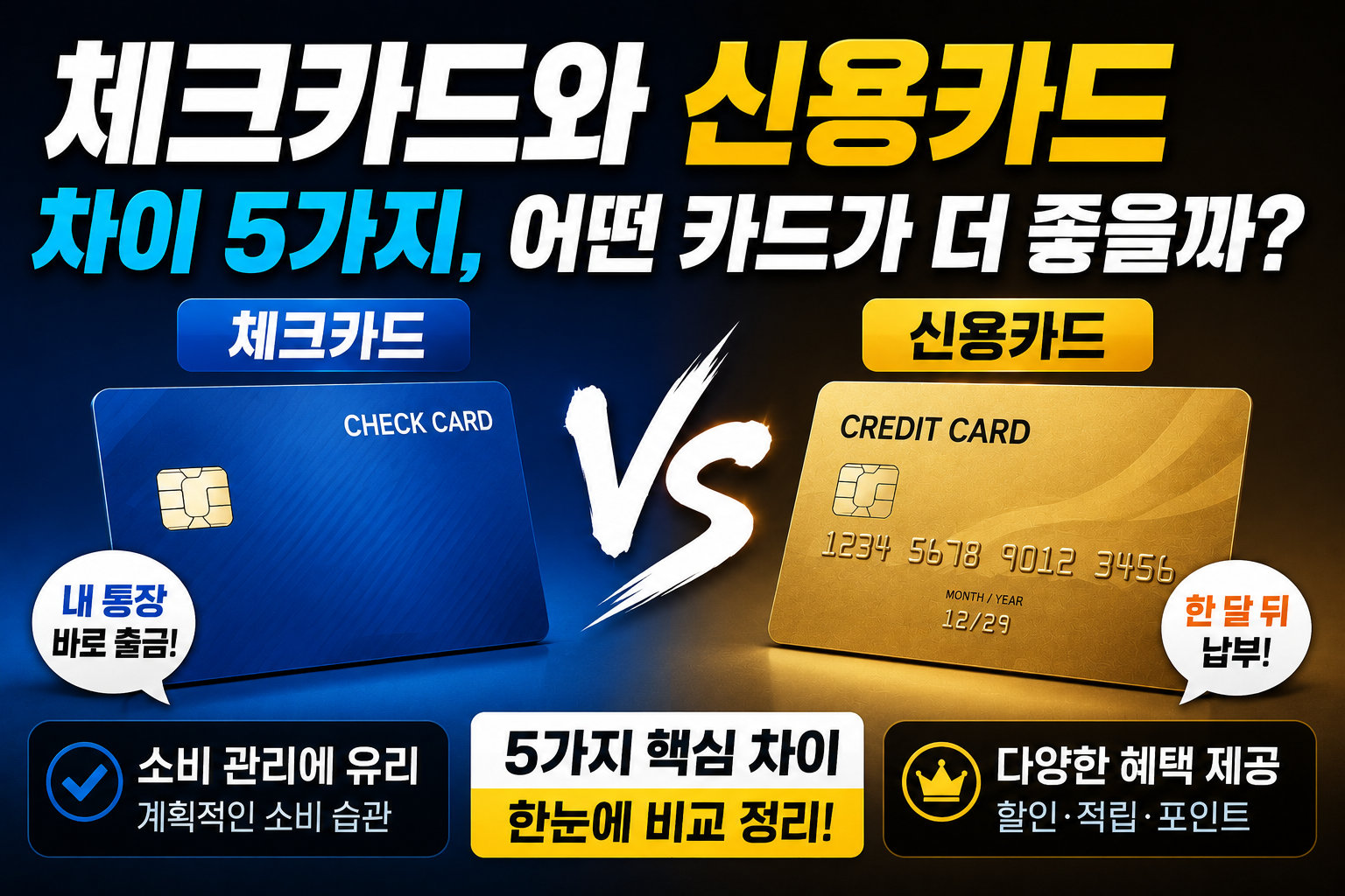 체크카드와 신용카드 차이 5가지