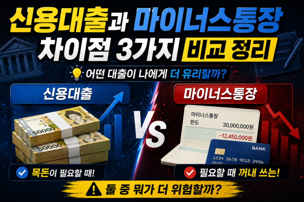 신용대출과 마이너스통장 차이점 3가지 비교 정리