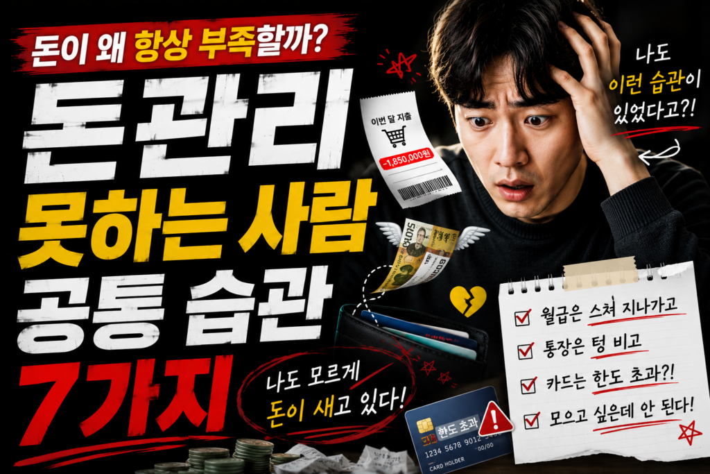 돈 관리 못하는 사람 공통 습관 7가지